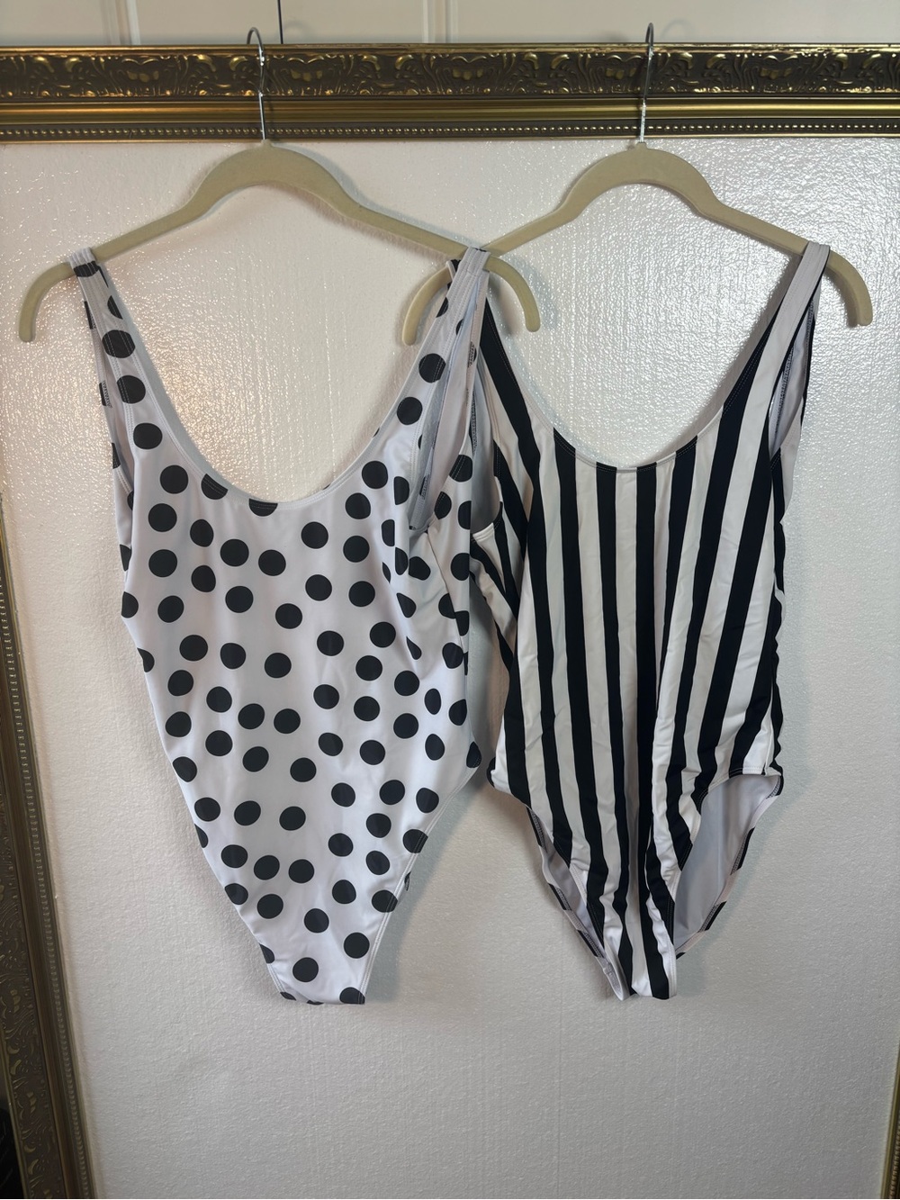 Dixperfect Black & White Polka Dot One-Piece Swimsuit Pair - Classic Scoop-Large